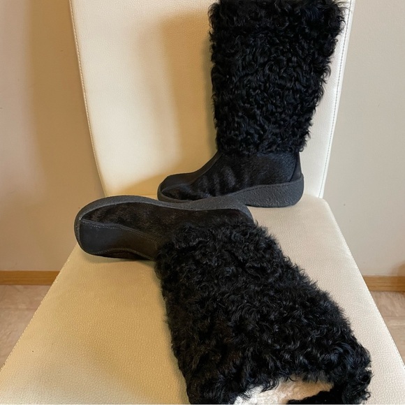 Oscar Sport Leather Fur Winter Snow Boots Italian Black Size 37 / 6 - Picture 11 of 11